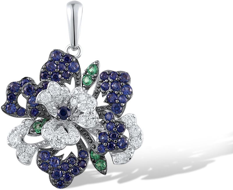 Santuzza Sterling Silver Gemstone Flower Pendant for Women - Image 1
